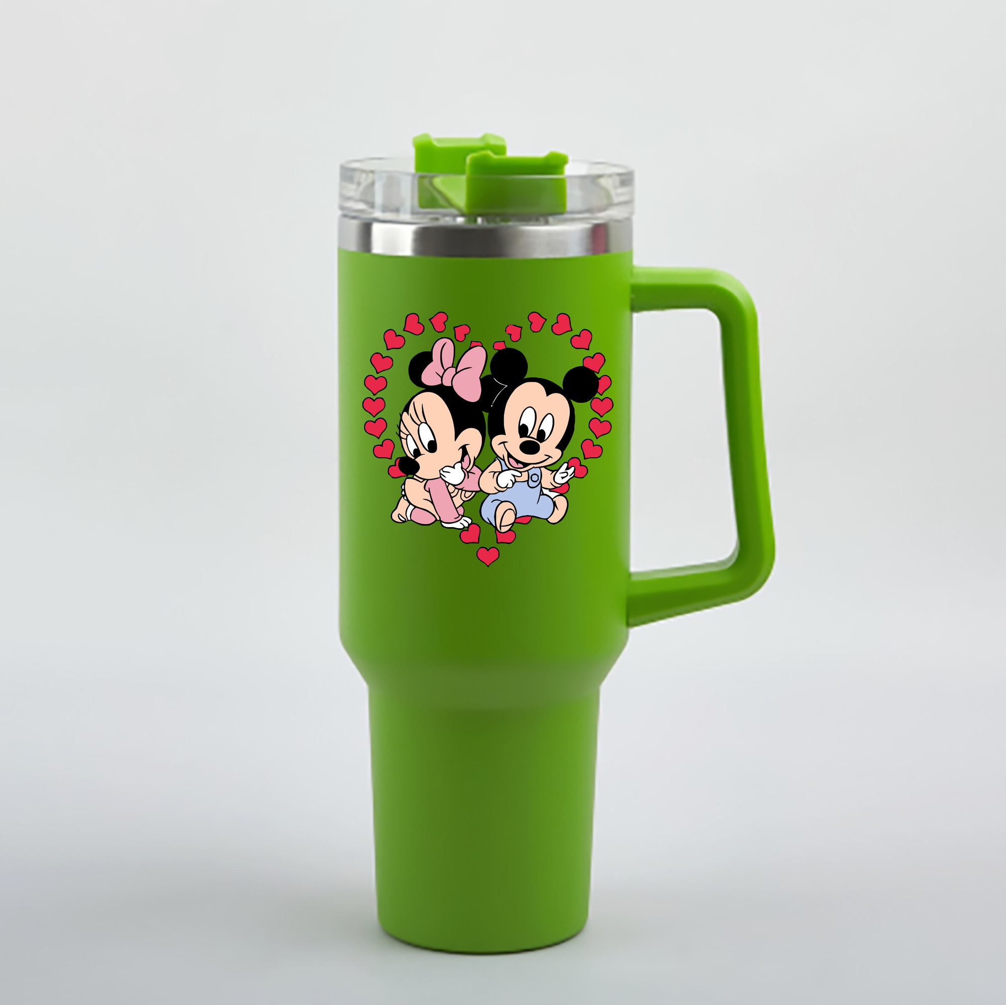 （画像用） ミッキーマウス Mickey Mouse 1200mL車用タンブラー - クリスタルステッカー（プラスチックストロー付き）